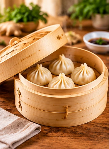 Illustrative photograph of bamboo steamer