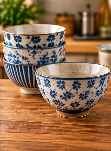 Illustrative photograph of ceramic rice bowls