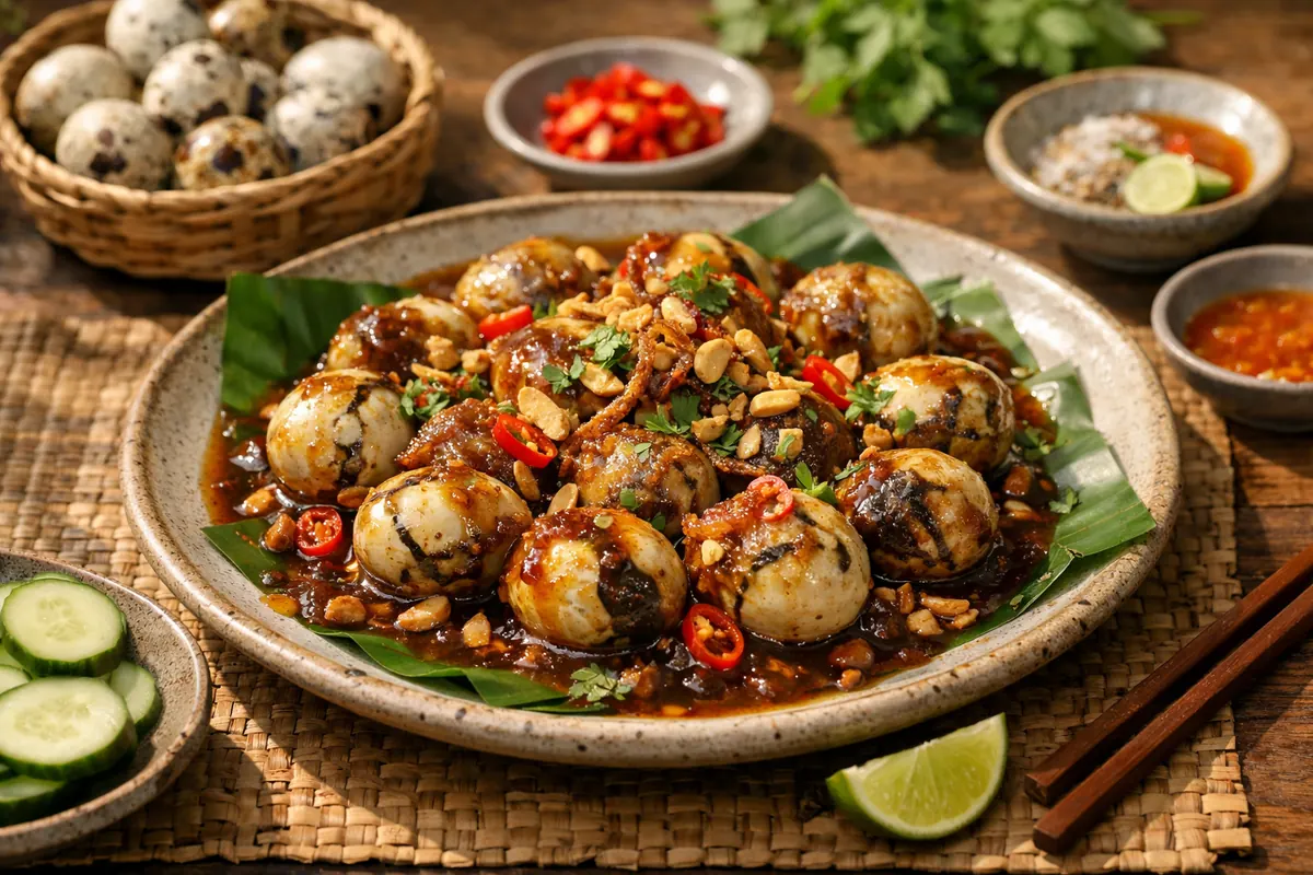 Vietnamese tamarind balut quail eggs